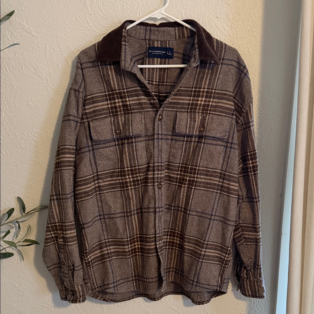 Abercrombie & Fitch Men's Brown Plaid Shirt Jacket